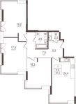 Планировка 3-комнатной квартиры, 97,3 м2