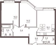 Планировка 2-комнатной квартиры, 70,2 м2