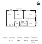 Планировка 3-комнатной квартиры, 77,9 м2