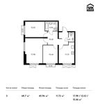 Планировка 3-комнатной квартиры, 68,7 м2
