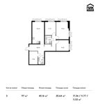 Планировка 3-комнатной квартиры, 97 м2