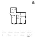 Планировка 3-комнатной квартиры, 97,4 м2