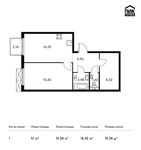 Планировка 1-комнатной квартиры, 51 м2