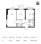 Планировка 2-комнатной квартиры, 57,1 м2