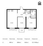Планировка 2-комнатной квартиры, 58,9 м2