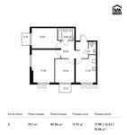 Планировка 3-комнатной квартиры, 70,1 м2
