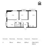 Планировка 3-комнатной квартиры, 79,6 м2