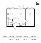 Планировка 2-комнатной квартиры, 56,7 м2