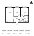 Планировка 2-комнатной квартиры, 58,4 м2