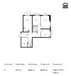 Планировка 3-комнатной квартиры, 97,7 м2