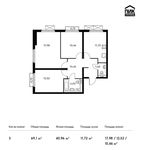 Планировка 3-комнатной квартиры, 69,1 м2