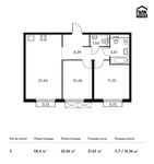 Планировка 2-комнатной квартиры, 58,4 м2