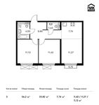 Планировка 3-комнатной квартиры, 56,2 м2