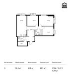 Планировка 3-комнатной квартиры, 95,3 м2