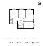 Планировка 3-комнатной квартиры, 75,7 м2