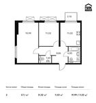 Планировка 2-комнатной квартиры, 57,1 м2