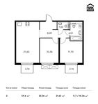Планировка 2-комнатной квартиры, 59,6 м2