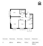 Планировка 3-комнатной квартиры, 69,4 м2