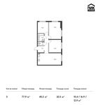 Планировка 3-комнатной квартиры, 77,9 м2