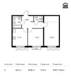 Планировка 2-комнатной квартиры, 56,2 м2