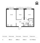 Планировка 2-комнатной квартиры, 58,2 м2