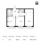 Планировка 2-комнатной квартиры, 56 м2