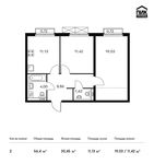 Планировка 2-комнатной квартиры, 56,4 м2