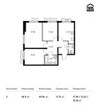 Планировка 3-комнатной квартиры, 68,9 м2