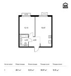 Планировка 1-комнатной квартиры, 40,1 м2