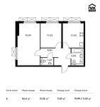 Планировка 2-комнатной квартиры, 56,4 м2