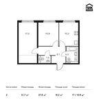 Планировка 2-комнатной квартиры, 51,7 м2