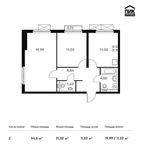 Планировка 2-комнатной квартиры, 56,6 м2