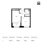 Планировка 1-комнатной квартиры, 37 м2