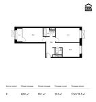 Планировка 2-комнатной квартиры, 64,3 м2