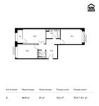 Планировка 2-комнатной квартиры, 67,5 м2
