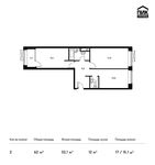 Планировка 2-комнатной квартиры, 62,4 м2