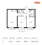 Планировка 2-комнатной квартиры, 56,7 м2